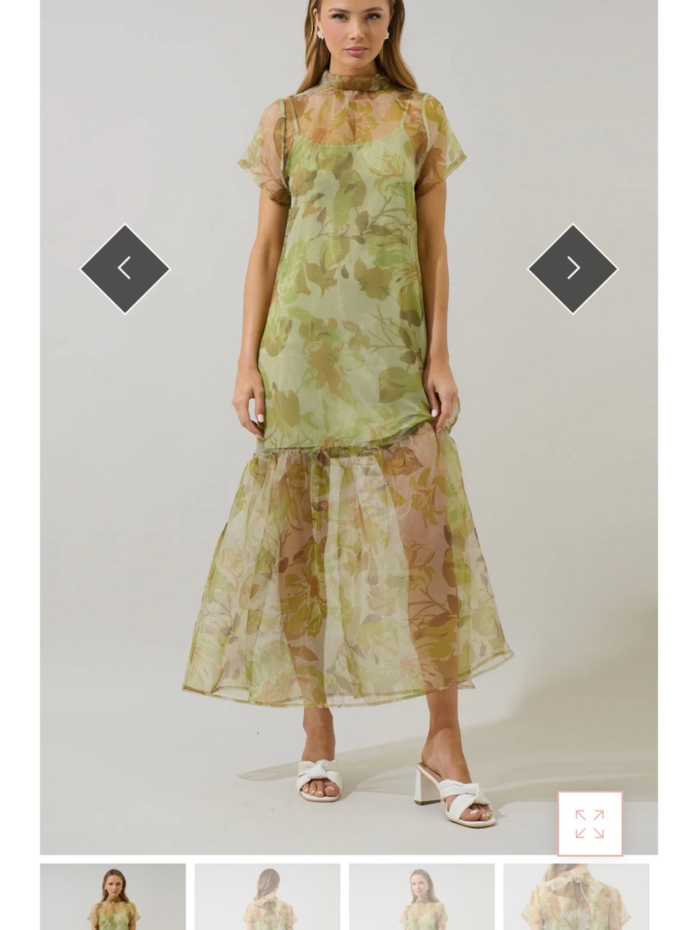 Sugarlips Ellery Floral Dime Organza Maxi dress